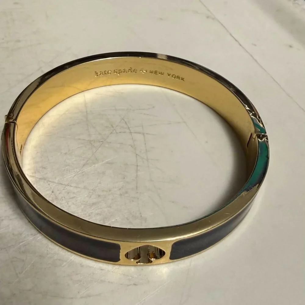 Kate Spade Black Hole Punch Hinge Bangle/Bracelet - Picture 5 of 5